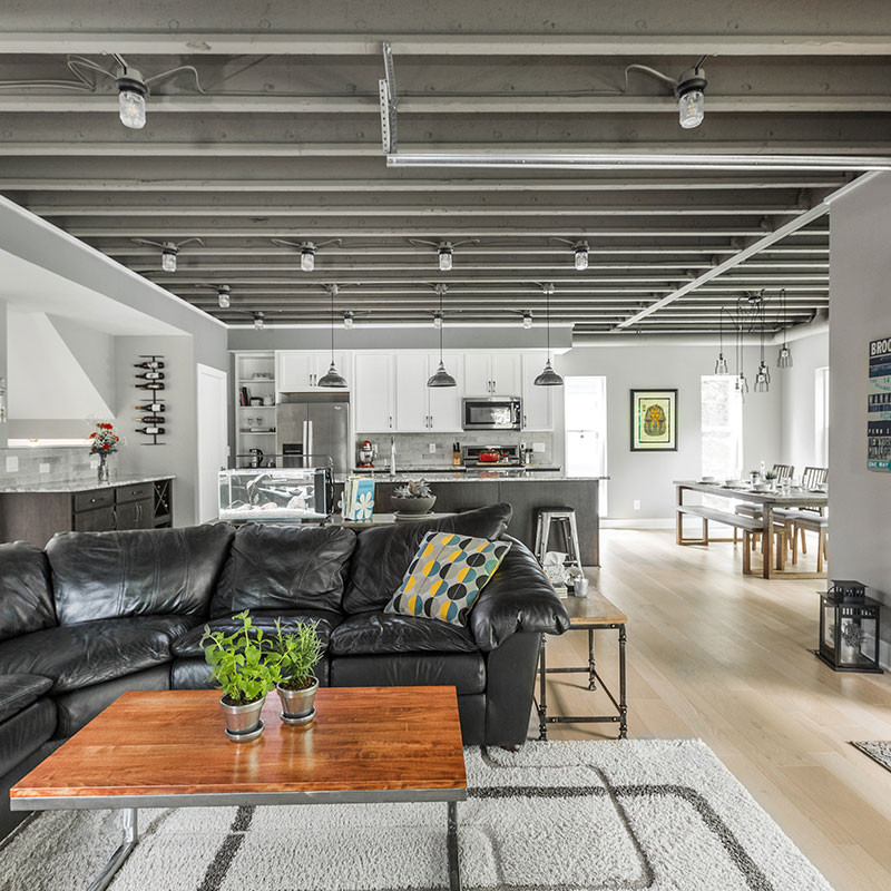 custom home interior of living room